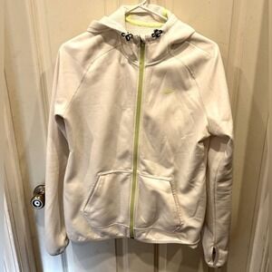 Nike Therma-FIT Hoodie Women's Large White‎ Full Zip Athletic Sweatshirt